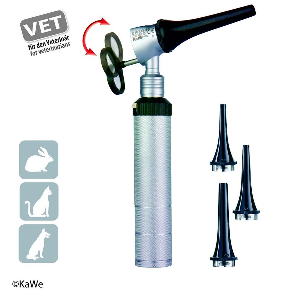 KaWe Eurolight Veterinary Otoscope With Handle And Speculae